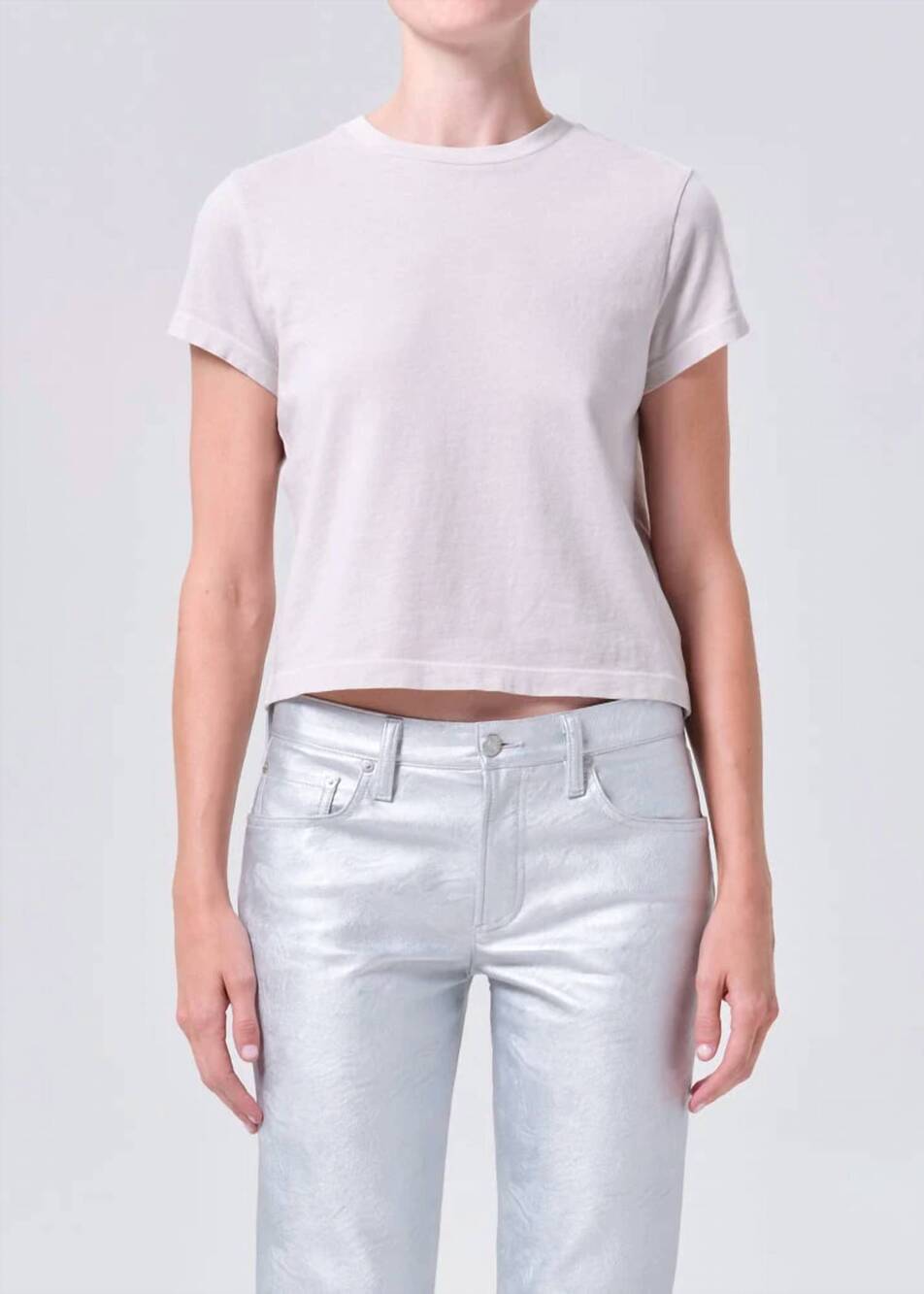 NEW AGOLDE women's adine shrunken tee in bone
